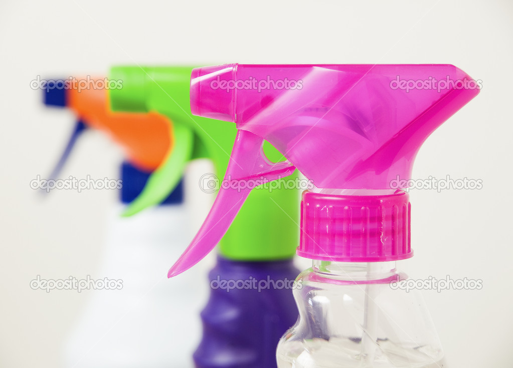 Three different colors sprayers