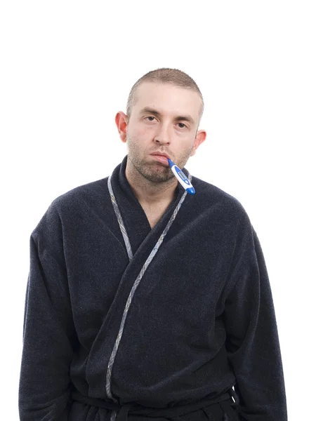 Nemocný muž s teploměrem 2 — Stock fotografie