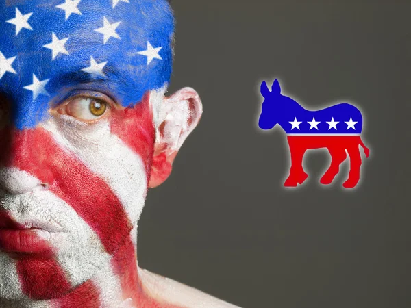 Ansikte usa demokrat flaggsymbol — Stockfoto