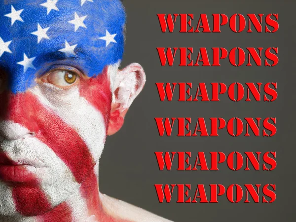 Drapeau visage homme des Etats-Unis. concept d'armes — Photo