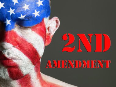 Man face flag USA, 2nd Amendment, closed eyes clipart