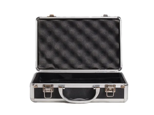 Briefcase opened lying on white. — Stock Photo, Image
