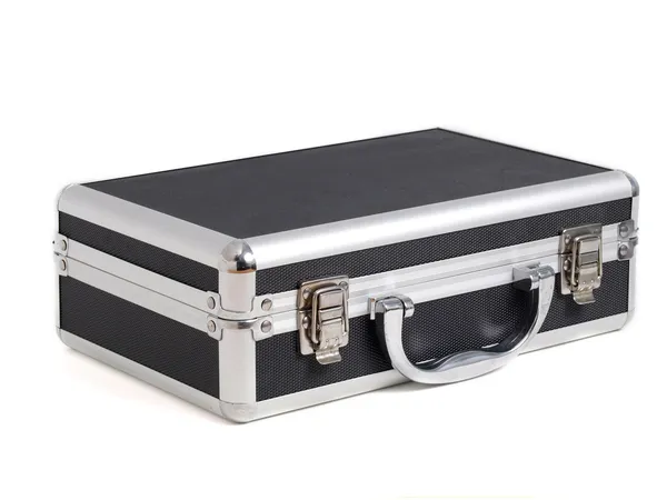 Briefcase lying on white in diagonal — Stock Photo, Image
