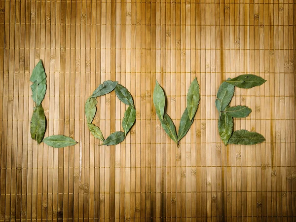 Word love written with leaves — Stock Photo, Image