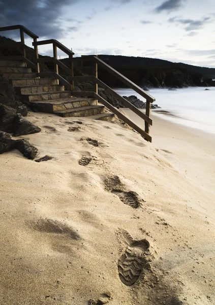 Empreintes de pas dans le sable — Photo