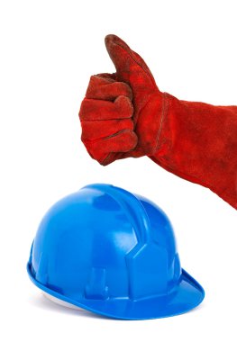 kask ve el ile kırmızı eldiven pozitifliği ile ifade etme