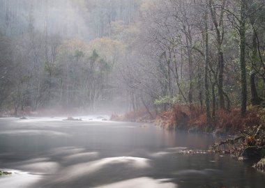 Mist river in Galicia, Spain. clipart