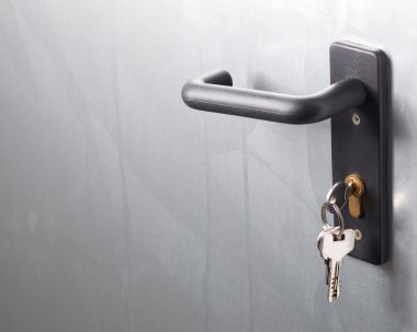 A door handle with lock and keys clipart