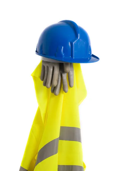 Reflective vest, helmet and gloves — Stock Photo, Image