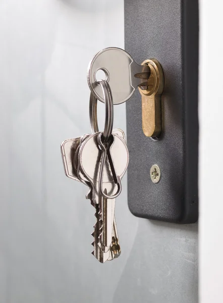 Door lock with keys — Stock Photo, Image