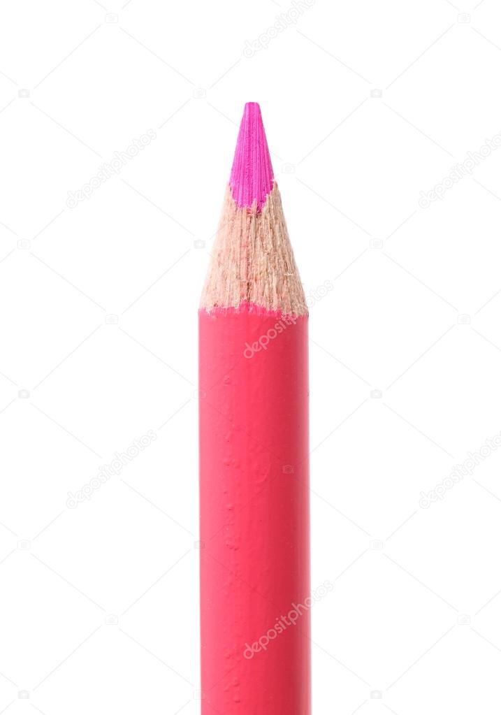 Pink pencil isolated on white background