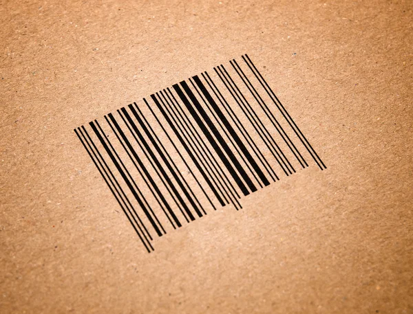 Barcode in einem Karton — Stockfoto