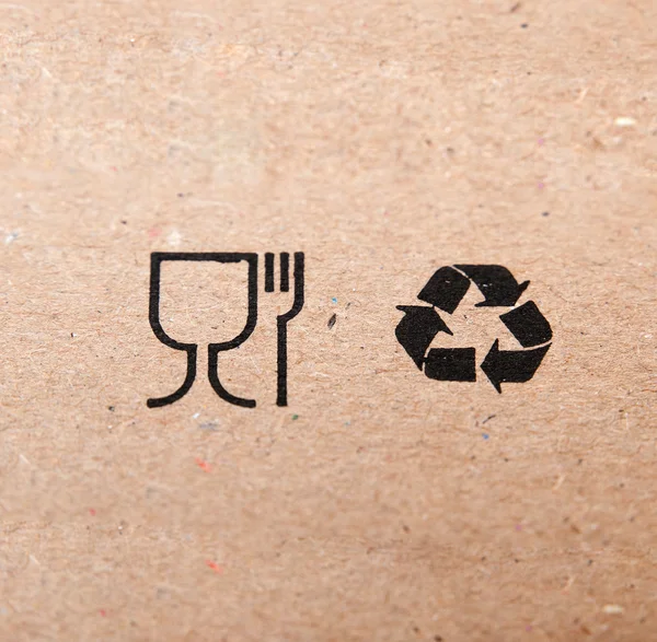 Símbolos de restaurante y reciclaje — Foto de Stock