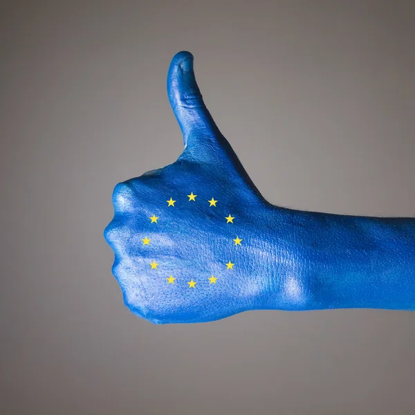 Hand painted with the flag of European Community expressing pos — Stock Photo, Image