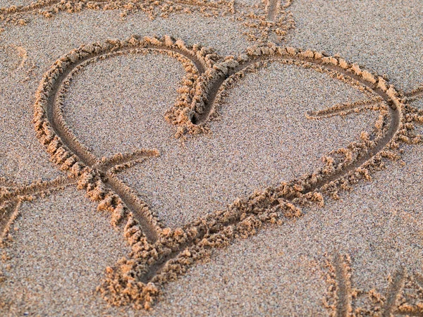 Hart in het zand — Stockfoto