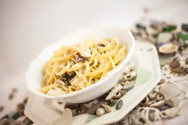 Pasta with seafood — Stock Photo, Image