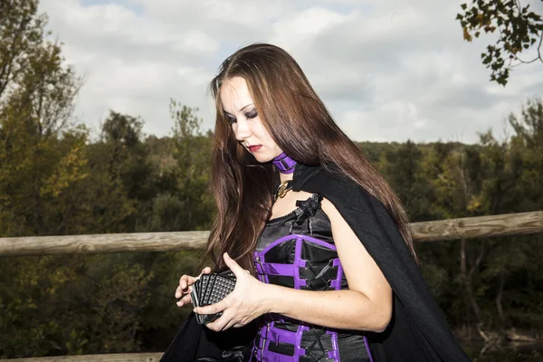 Gothic girl in the wood — Stock Photo, Image