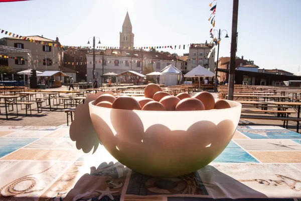 Boiled Eggs Bowl Festival Summer Carnival Muggia Trieste Italy — Stock Photo, Image