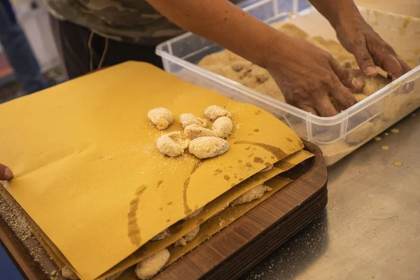 Preparation Fried Shellfish Festival Summer Carnival Muggia Trieste Italy — Stock Photo, Image