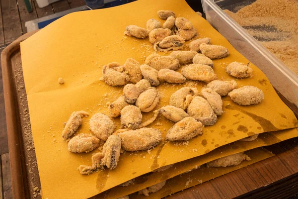 Preparation Fried Shellfish Festival Summer Carnival Muggia Trieste Italy — Stock Photo, Image