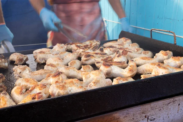 Chicken Pieces Grill Festival Summer Carnival Muggia Trieste Italy — Zdjęcie stockowe