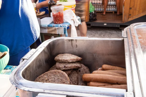Grilled Burgers Summer Carnival Village Muggia Trieste Italy — Stockfoto