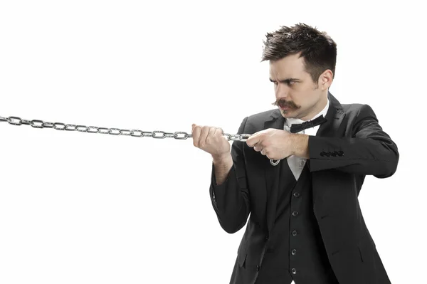 Chain pulling executive — Stock Photo, Image