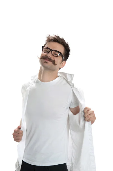 Young undressing man — Stock Photo, Image