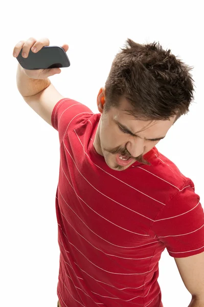 Angry phone thrower — Stock Photo, Image