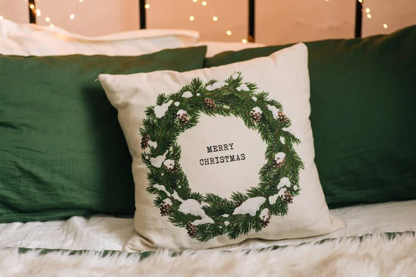 Рождественский Декор Красиво Оформлены Спальня — стоковое фото