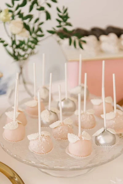 Krásná Cukrová Tyčinka Dekor Domácí Řemeslné Marshmallows Cupcakes — Stock fotografie