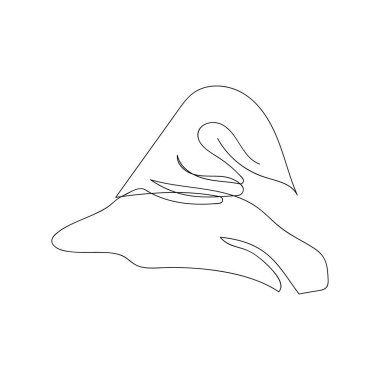 Sihirbaz şapkası bir satır sanat. Cadılar Bayramı temasının aralıksız çizimi, sonbahar havası, korkunç, sihirli özellik, cadılar bayramı kostümü, büyü.
