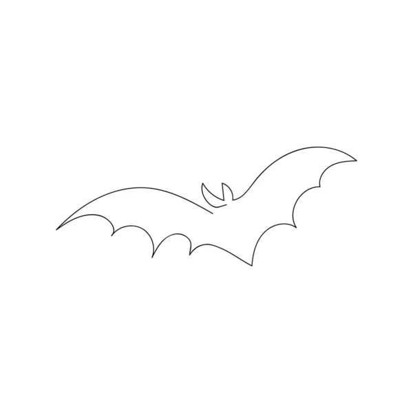 The bat flies one line art. Continuous line drawing of halloween theme, gothic, horrible, scary, night beast, flittermouse, vampire. — Stock Vector