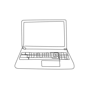 Dizüstü bilgisayar aralıksız çizgi çizimi. Bir satır ev aletleri, LSD ekran, kişisel bilgisayar, dizüstü bilgisayar, netbook.