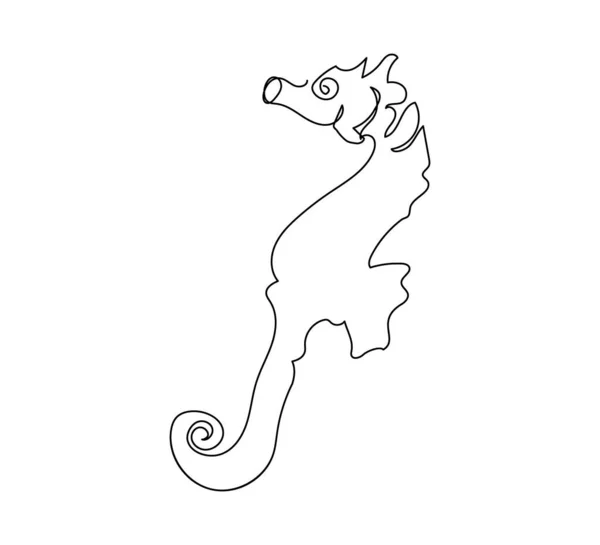 Seahorse, hippocampus kontinuerliga ritning. En linje konst av fisk, syngnathidae, marina djur. — Stock vektor