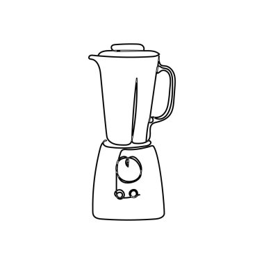 Blender karıştırıcı sürekli çizgi çizimi. Bir sıra ev aletleri, mutfak, elektrik, gıda işlemcisi..