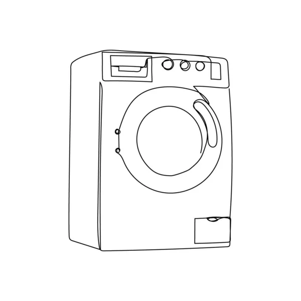 Tvättmaskin och torktumlare linje ritning. En linje konst av hushållsapparat, badrum, tvättstuga, rent linne, tvättmaskin. — Stock vektor