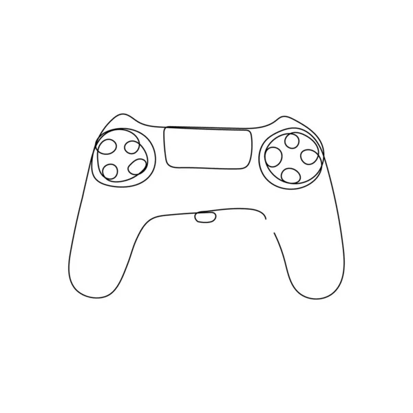 Controlador de jogo, desenho de linha contínua joystick. Uma linha de arte de eletrodomésticos, videogame, controle, jogo, entretenimento. — Vetor de Stock