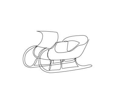 Kış kızağı bir çizgi sanatı. Yeni yıl tatili, Noel, geleneksel, dekor, Noel Baba arabası, kızak, kış, sihir..