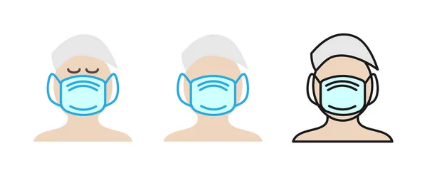 Hombre con máscara protectora médica icono de color. Símbolo de seguridad, prevención — Archivo Imágenes Vectoriales