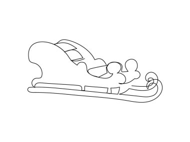 Santa Sledge bir satır sanat eseri. Sürekli yeni yıl çizimleri, Noel, geleneksel, dekor, kış arabası, kızak, kış, sihir.