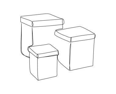 Üç hediye kutusu bir satır sanat eseri. Yeni yıl tatili, Noel ambalajı, bayram, hediye, hediye, süpriz dekorasyon..