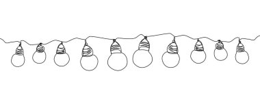 Elektrikli Noel çelengi bir satır sanat eseri. Sürekli yeni yıl çizimleri, noeller, aydınlanma, aydınlatma, kutlama, şenlikli atmosfer, dekorasyon.