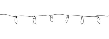 Noel LED çelengi bir satır sanat eseri. Sürekli yeni yıl çizimleri, noeller, aydınlanma, aydınlatma, kutlama, şenlikli atmosfer, dekorasyon.