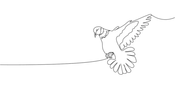 Colombe prendre aile dessin en ligne continue. One line art of time of love, oiseaux, relation, amoureux, ailes, mouche, facilité, sentiments, bien, symbolisme. — Image vectorielle