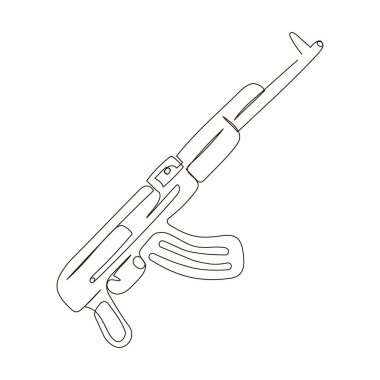 Rifle continuous line drawing. One line art of weapon, pistol, firearms, machine gun, repeating arms, war, army, military exercises.