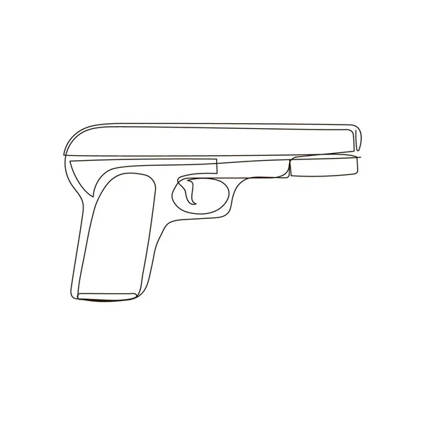 Vuurwapens continue lijn trekken. Een lijn kunst van wapen, gas pistool, wapens voor de politie en zelfverdediging, speelgoed pistool. — Stockvector