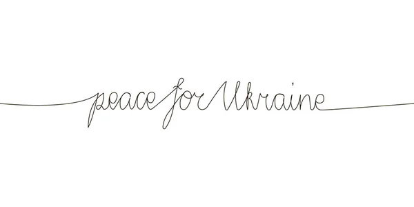 Pokój dla Ukrainy ciągły rysunek linii. Jedna linijka angielskiej sztuki pisanej ręcznie z życzeniami pokoju. — Wektor stockowy