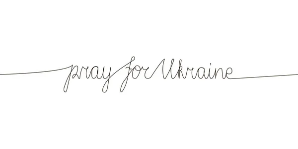 ウクライナの継続的な線画のために祈る。平和への願いを込めて手書き文字の一本. — ストックベクタ