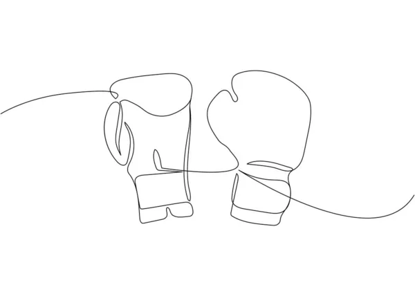 拳击手套单行艺术 Mma手套 护身符 混合武术 运动员 进取心 训练的连续线绘图 — 图库矢量图片